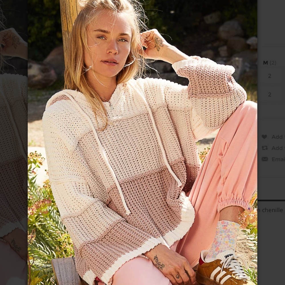 POL Cream and Pink V-Neck Sweater NWOT - Picture 3 of 7